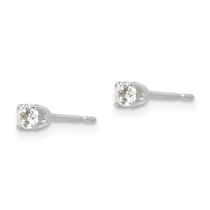 14k White Gold 2.75mm Cubic Zirconia Stud Earrings Gift for Women
