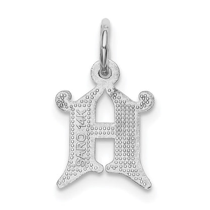14k White Gold Diamond-cut Letter H Initial Charm Pendant for Women