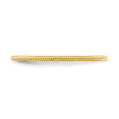 14k Yellow Gold  1.2mm Milgrain Stackable Band Ring Size 6.5