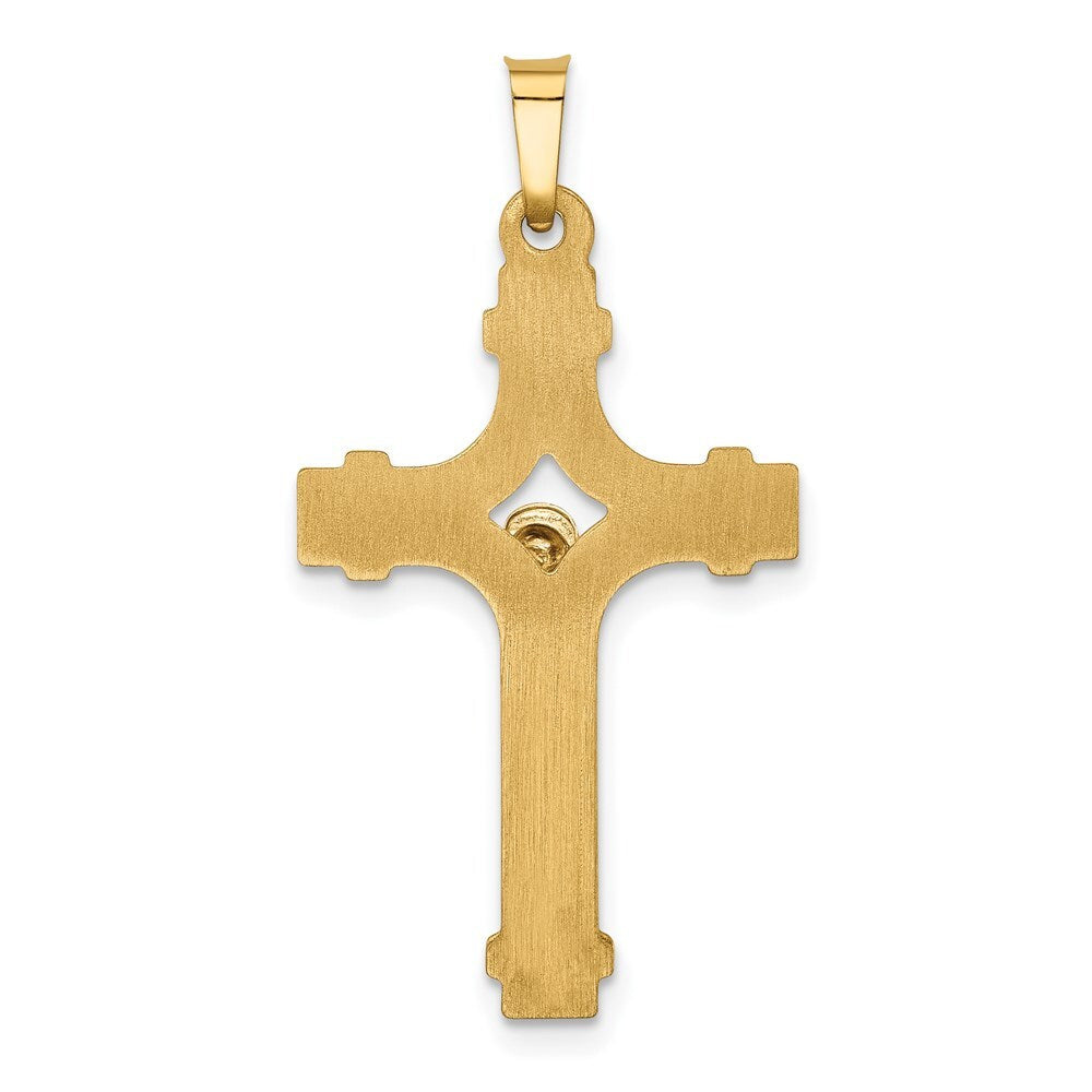 14k Two-tone Gold Polished INRI Crucifix Pendant for Women