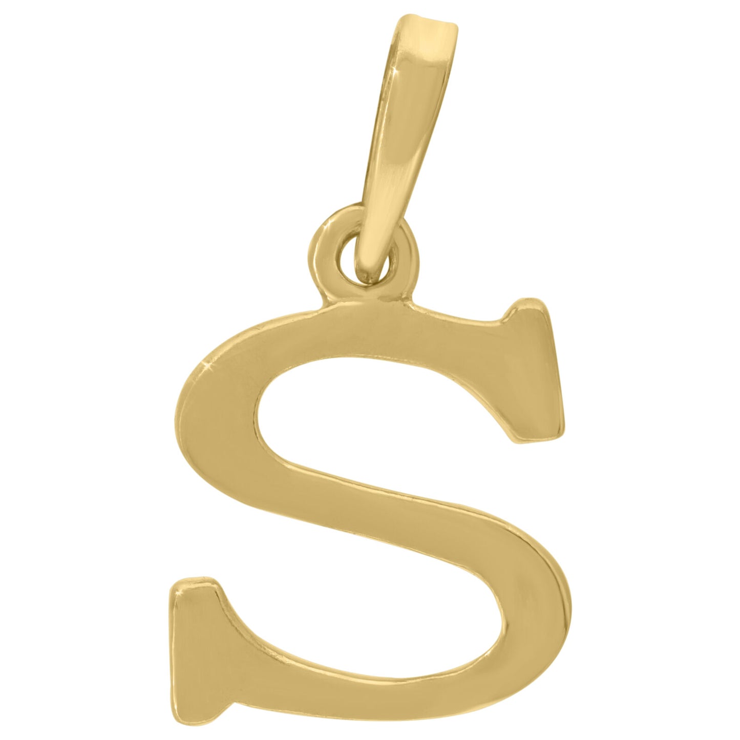 925 Sterling Silver Yellow-Tone Plain Initial Alphabet S Charm Pendant