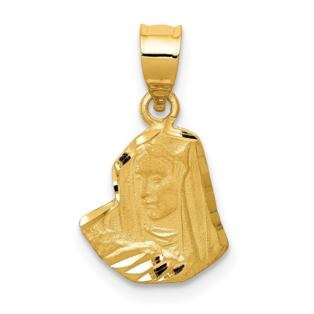 14k Yellow Gold Satin Diamond-Cut Mary Pendant