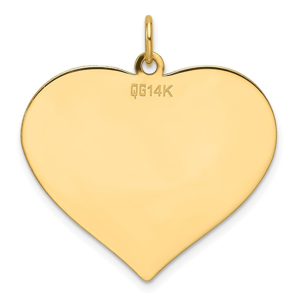 14k Yellow Gold Plain .013 Gauge Engravable Heart Disc Charm