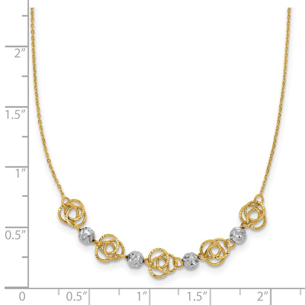 14k Two-tone Gold Diamond-cut Beads & Knots Necklace
