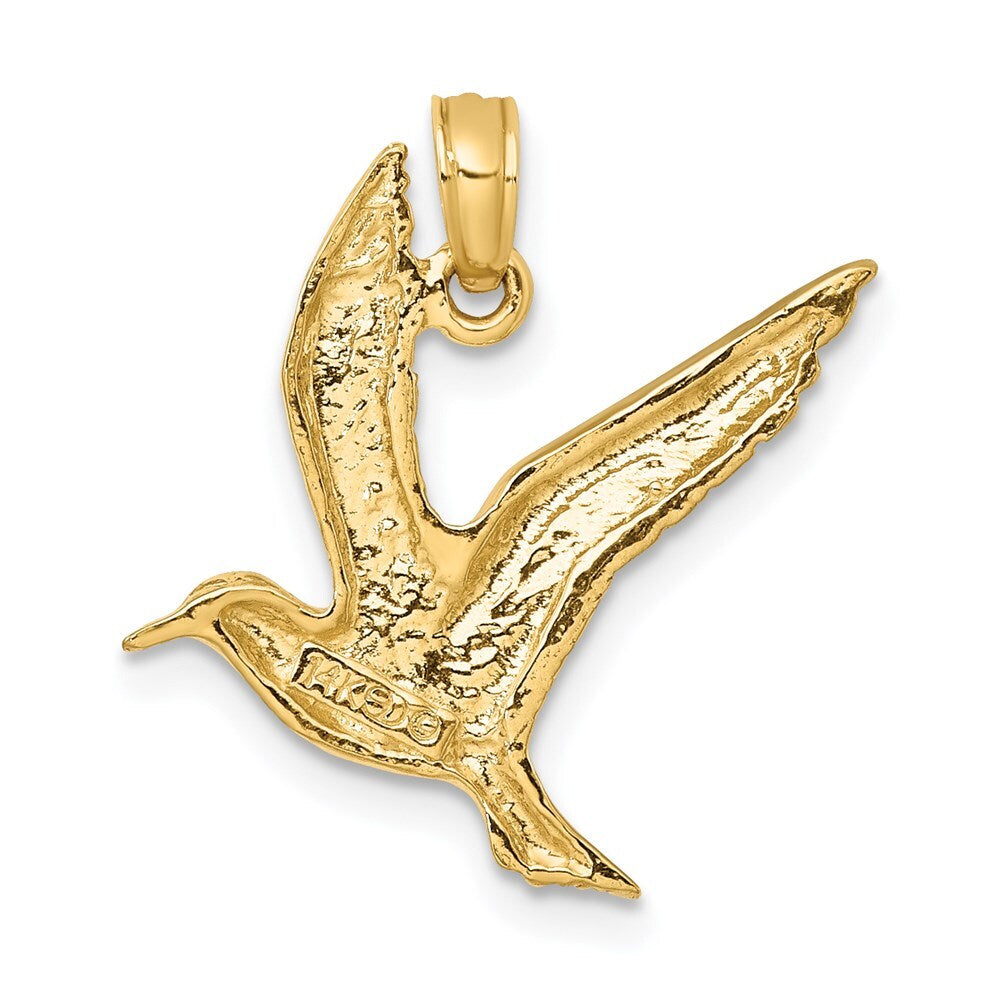 14k Yellow Gold Polished Flying Seagull Charm Pendant for Women