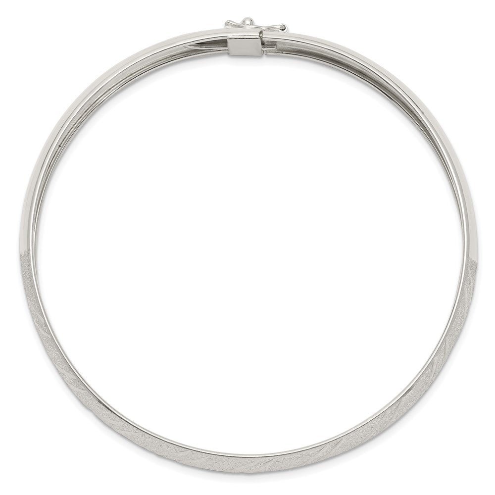 Sterling Silver 10.5mm Polished Diamond-Cut Flexible Bangle