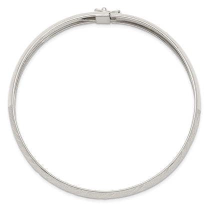 Sterling Silver 10.5mm Polished Diamond-Cut Flexible Bangle