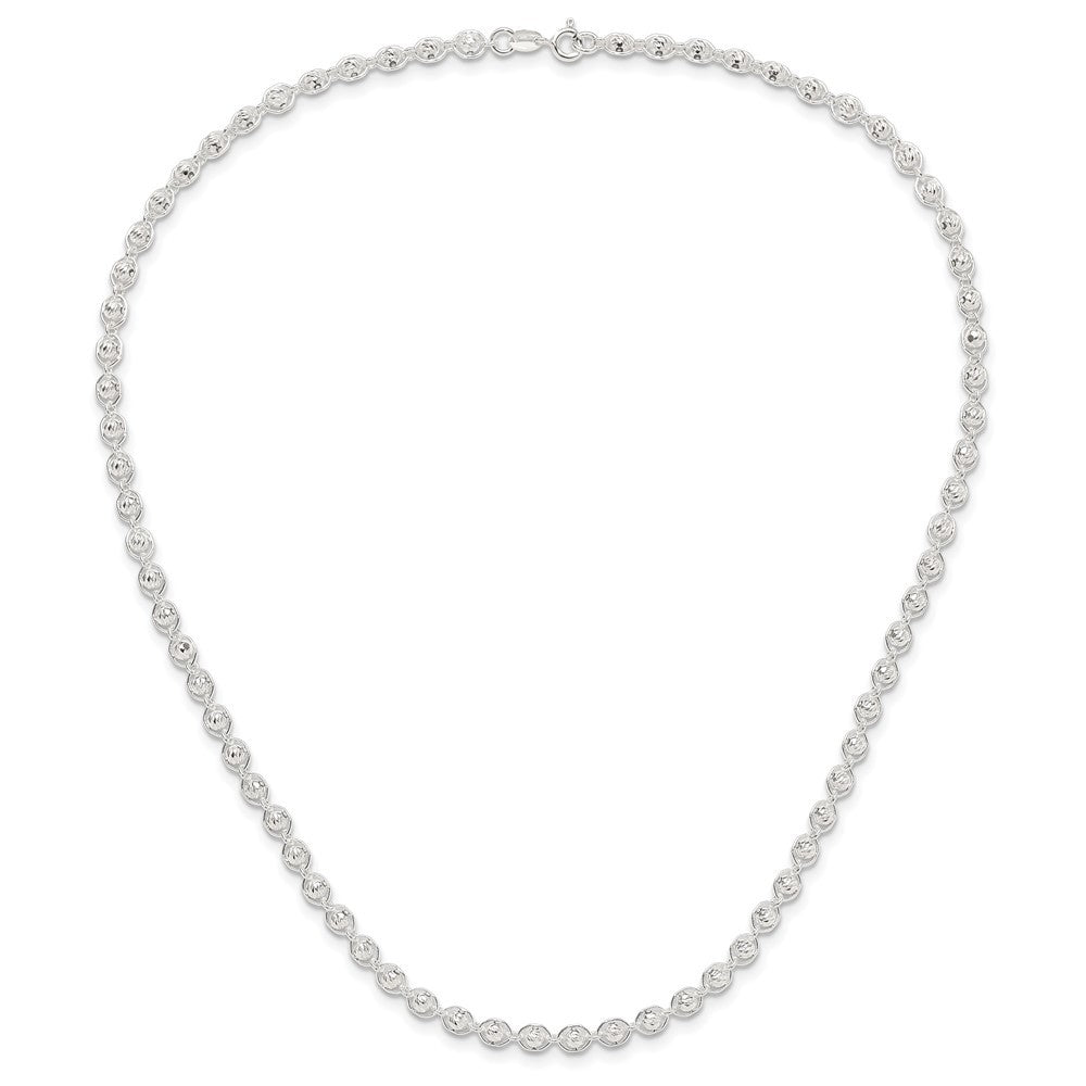 Sterling Silver Polished and Diamond Cut Beaded Necklace