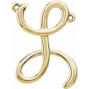 14k Yellow Gold Script Initial L Necklace Center