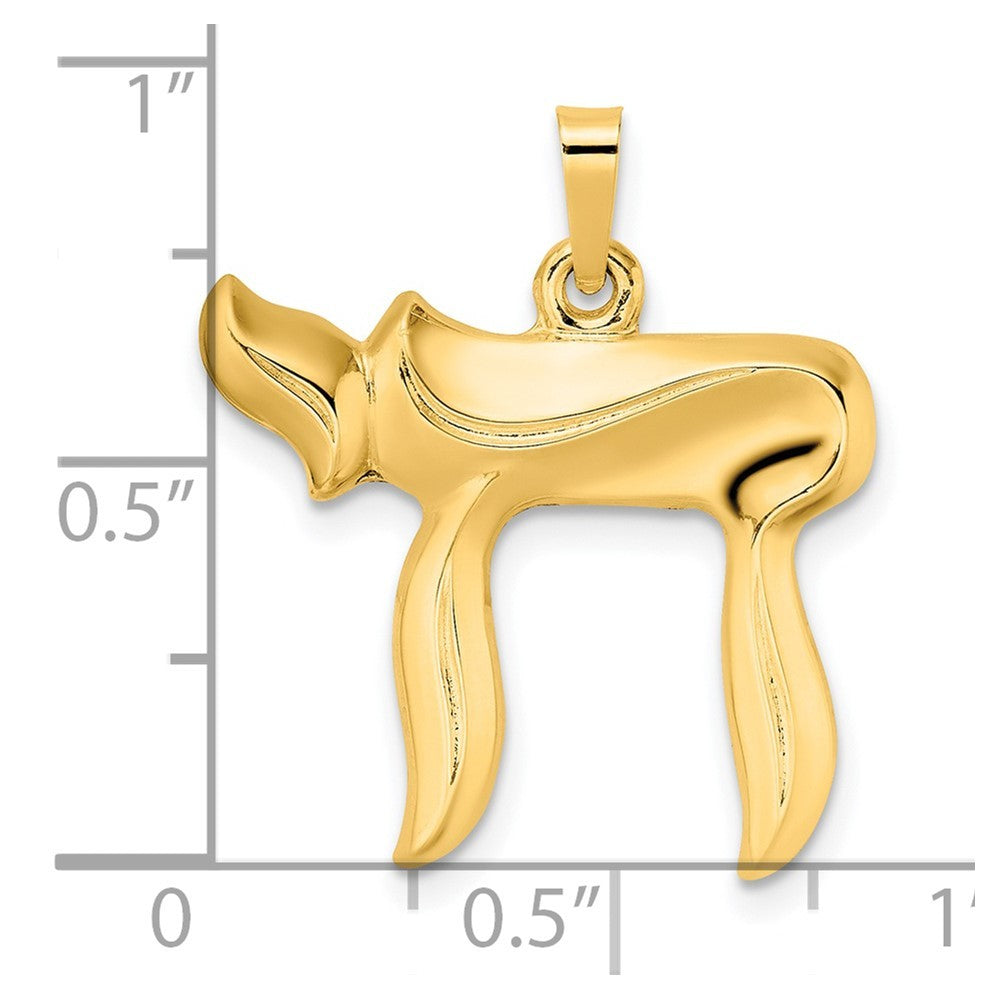 14k Yellow Gold Polished Hollow Chai Symbol Pendant