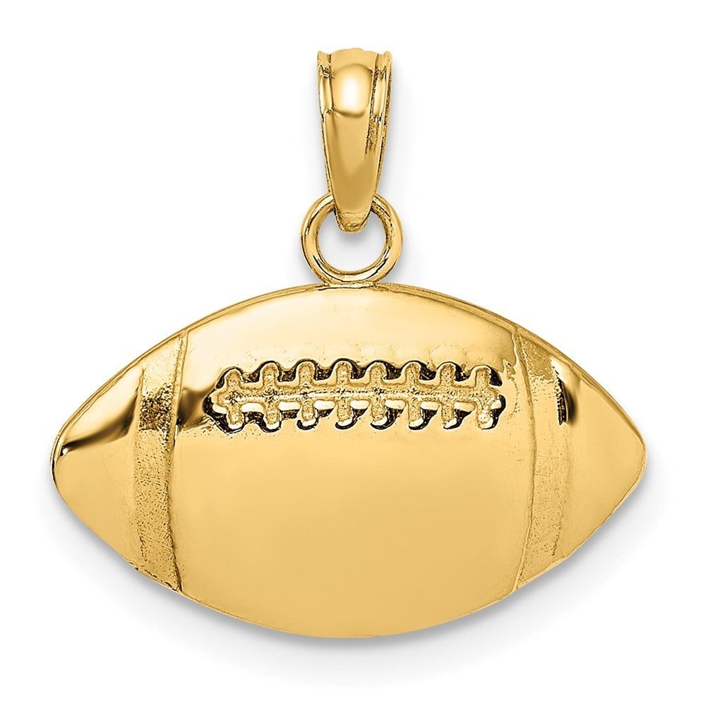 14k Yellow Gold 2-D Engraveable Football Charm