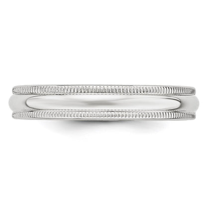 14k White Gold 4mm Milgrain Half Round Wedding Band Size 11