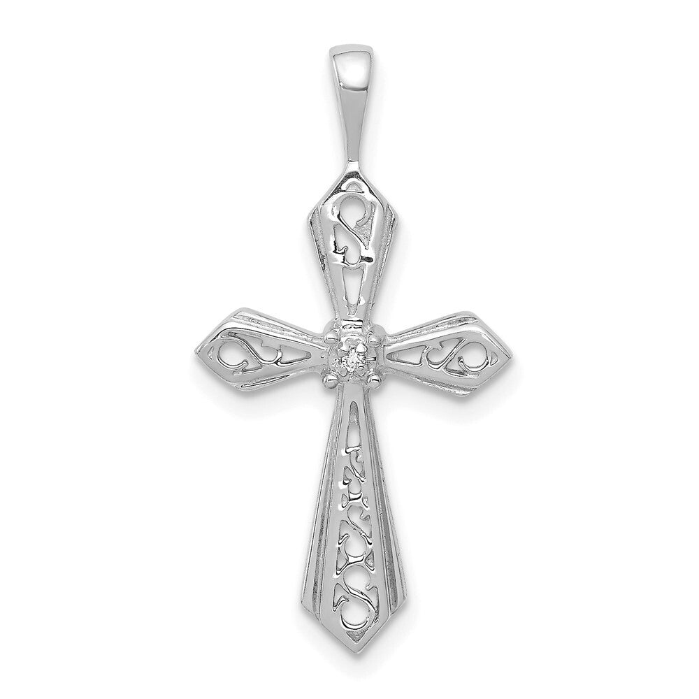 14k White Gold AA Diamond Passion Cross Pendant for Women