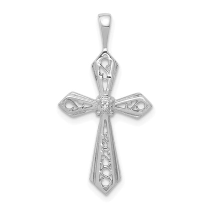 14k White Gold AA Diamond Passion Cross Pendant for Women