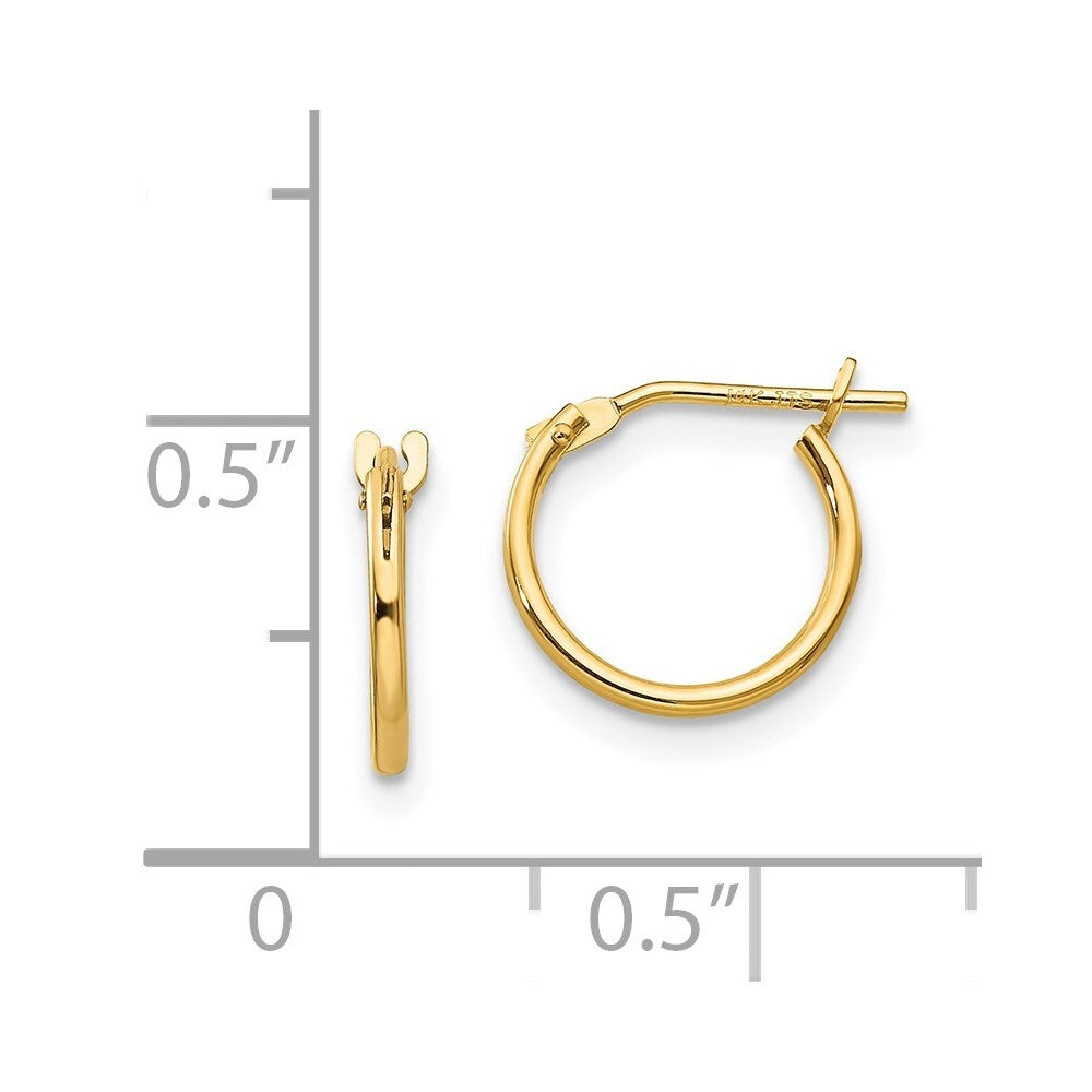 14k Yellow Gold 1mm Hoop Earrings Gift for Women