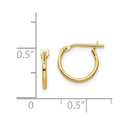 14k Yellow Gold 1mm Hoop Earrings Gift for Women