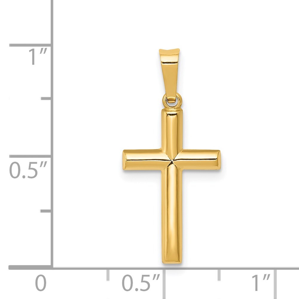 14k Yellow Gold Hollow Cross Pendant for Women