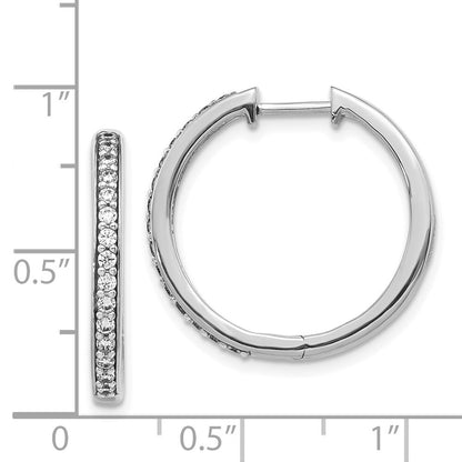 14k White Gold Diamond Hinged Hoop Earrings