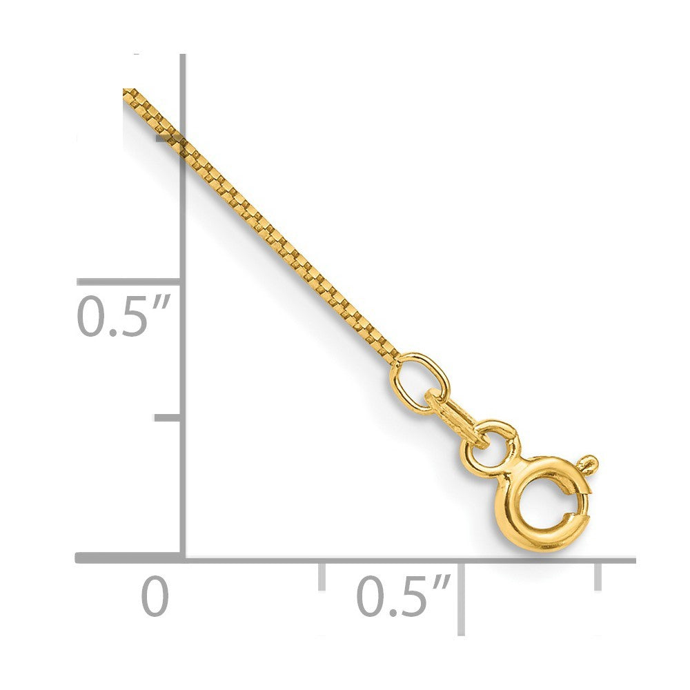14k Yellow Gold 10 inch .7mm Box with Spring Ring Clasp Anklet