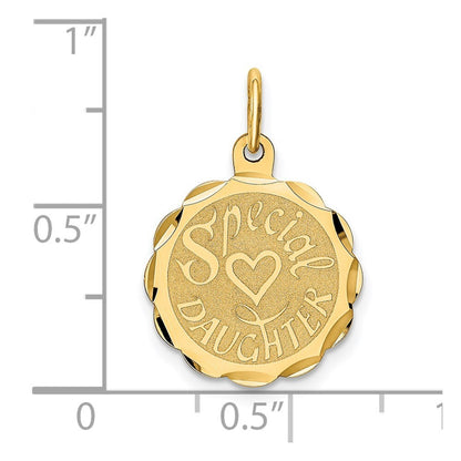 14k Yellow Gold SPECIAL DAUGHTER Charm Pendant for Women