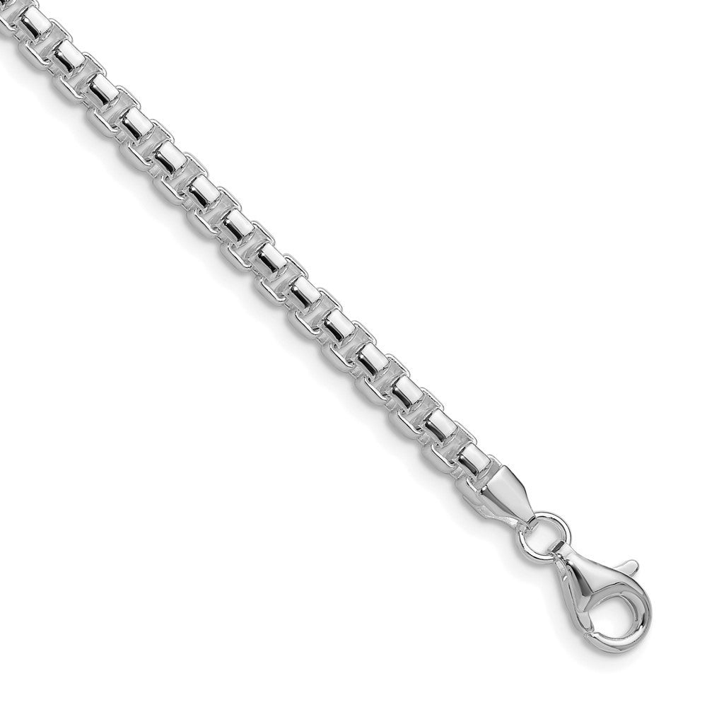 Sterling Silver Rhodium-plated Polished 4mm Round Box Chain Necklace
