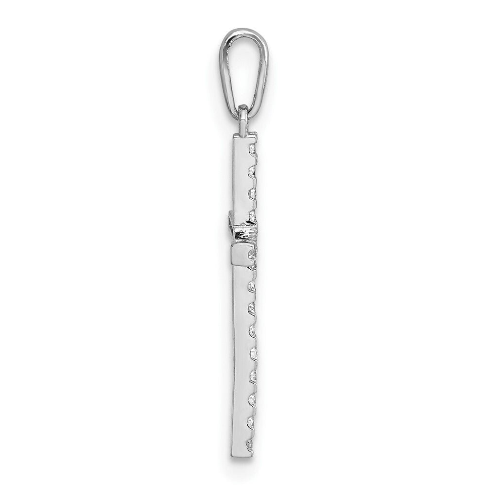 14k White Gold Polished Cubic Zirconia Cross Pendant