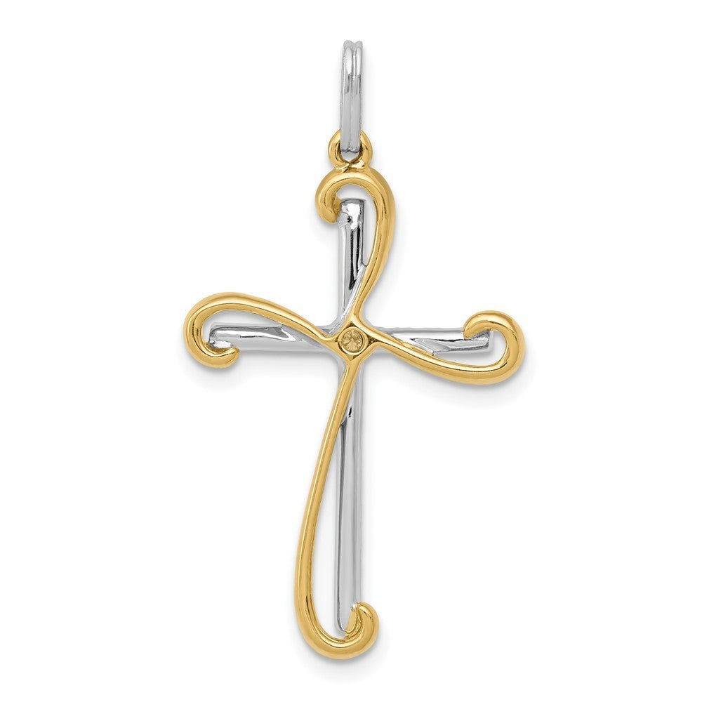 14k Two-Tone Gold 1/6ct. Diamond Cross Pendant