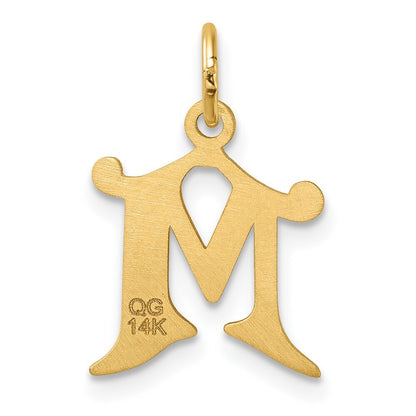 14k Yellow Gold Diamond-cut Letter M Initial Charm Pendant for Women
