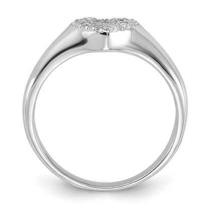 Sterling Silver Rhodium-plated Micro Pave CZ Heart Ring Size 7