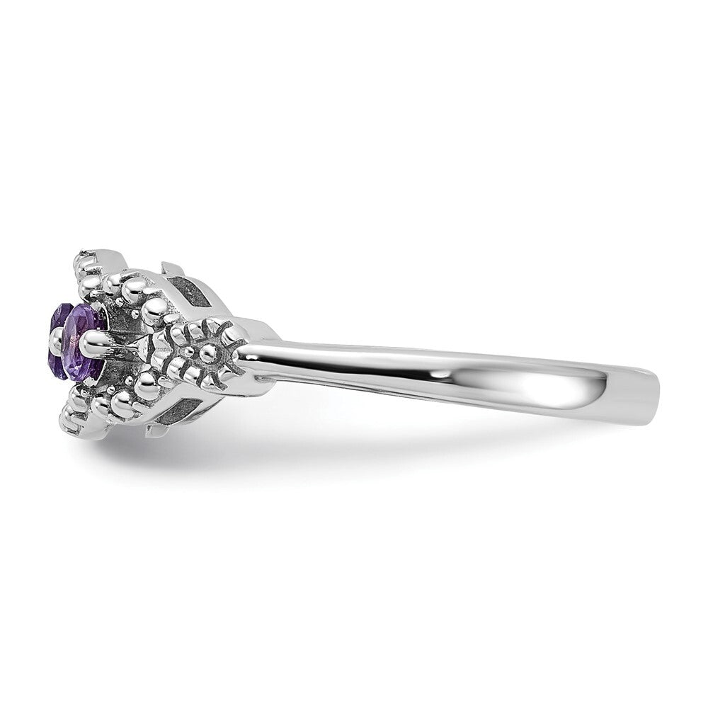 Sterling Silver Rhodium-plated Amethyst Ring Size 6