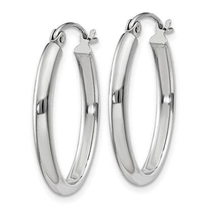 14k White Gold Polished 2.75mm Oval Tube Hoop Earrings Gift for Women