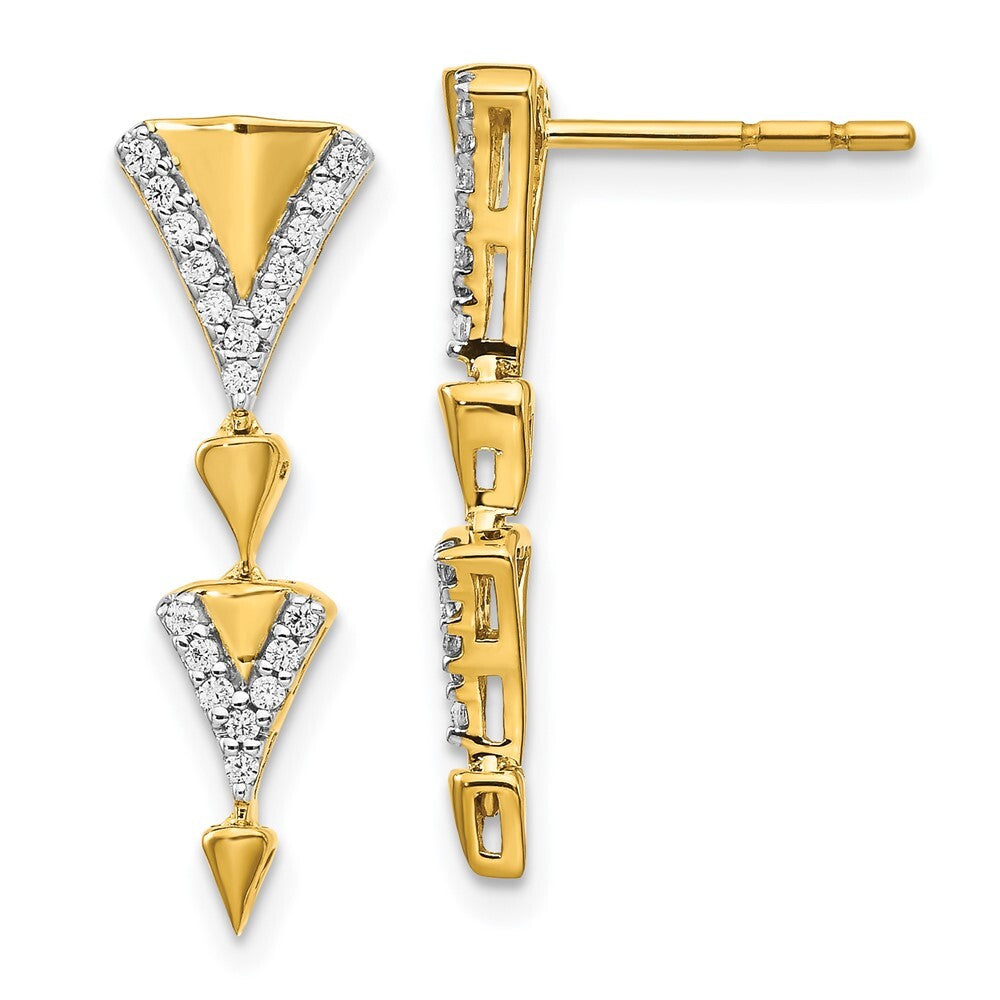 14k Yellow Gold Diamond Fancy Dangle Earrings