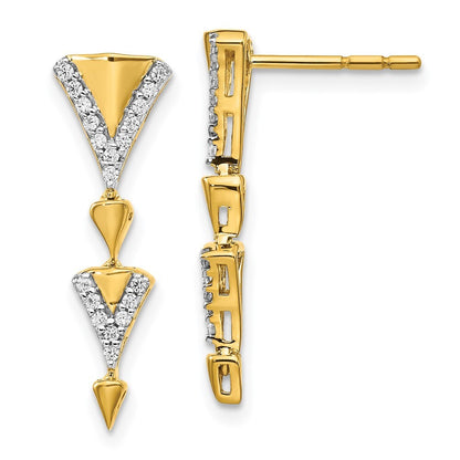 14k Yellow Gold Diamond Fancy Dangle Earrings