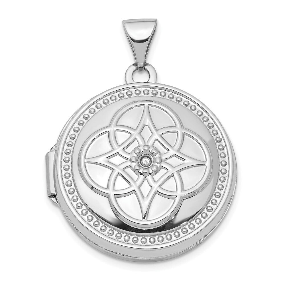 14k White Gold 20mm Diamond Locket Pendant for Women