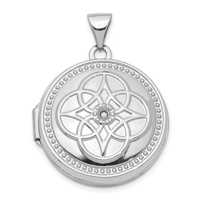 14k White Gold 20mm Diamond Locket Pendant for Women