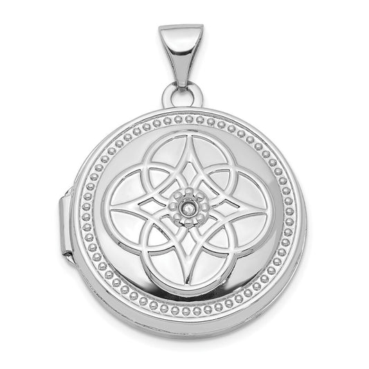 14k White Gold 20mm Diamond Locket Pendant for Women