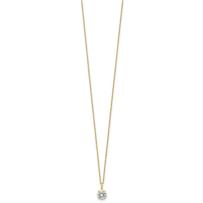 14k Yellow Gold Polished 6.00mm Round CZ Solitaire 18 inch Necklace