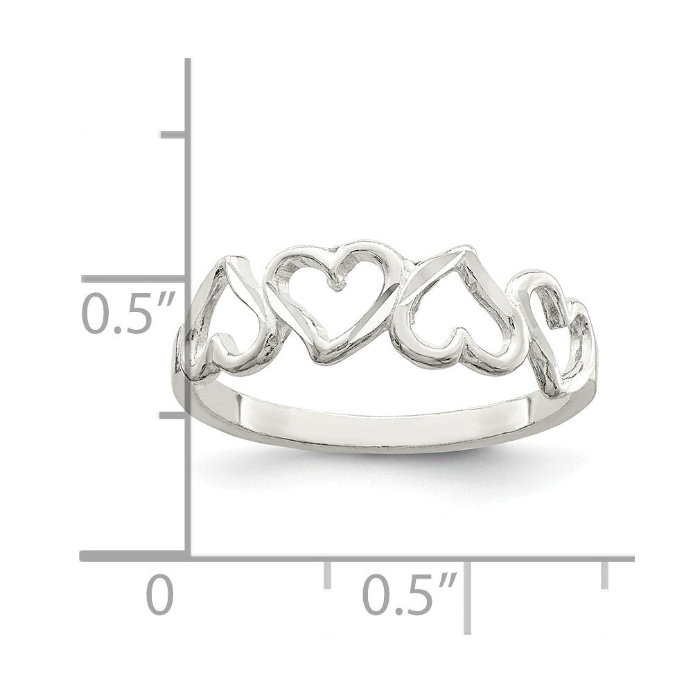 Sterling Silver Diamond-Cut Heart Ring Size 8