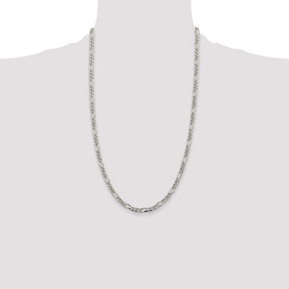 Sterling Silver 4.3mm Pav� Flat Figaro Chain