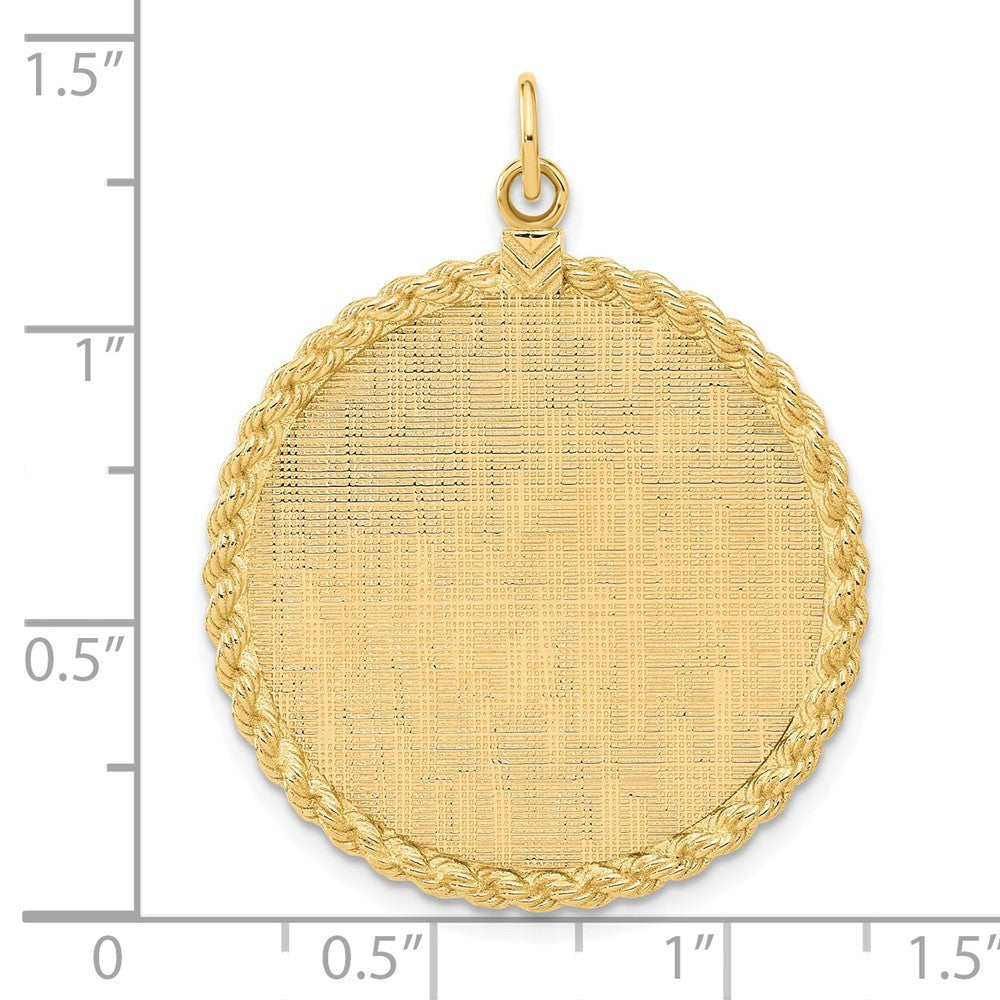 14k Yellow Gold Patterned .013 Gauge Engravable Rope Disc w Satin Back