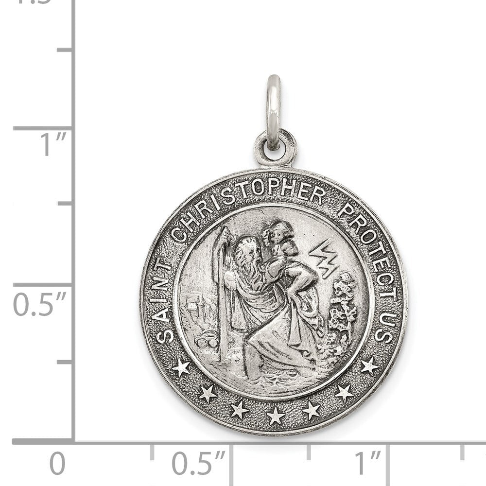 Sterling Silver Antique St. Christopher Medal Pendant