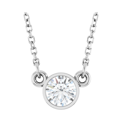 14k White Gold 1/3 CT Natural Diamond Solitaire Pendant Necklace 18"