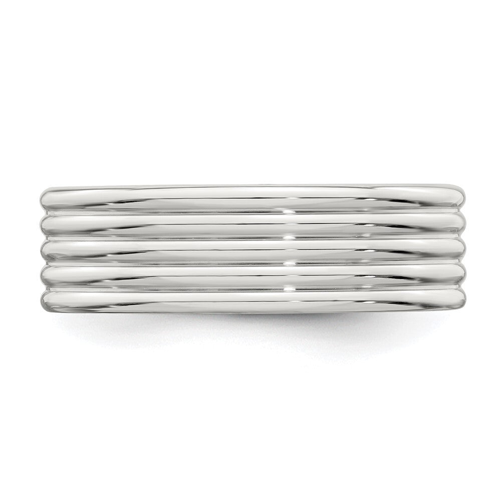 Sterling Silver 7mm Polished 5-Row Fancy Band Size 8