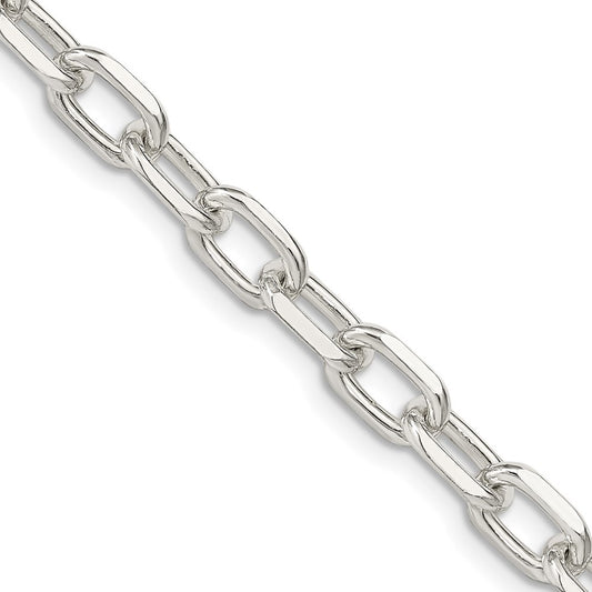 Sterling Silver 6.65mm Diamond-cut Long Link Cable Chain Necklace