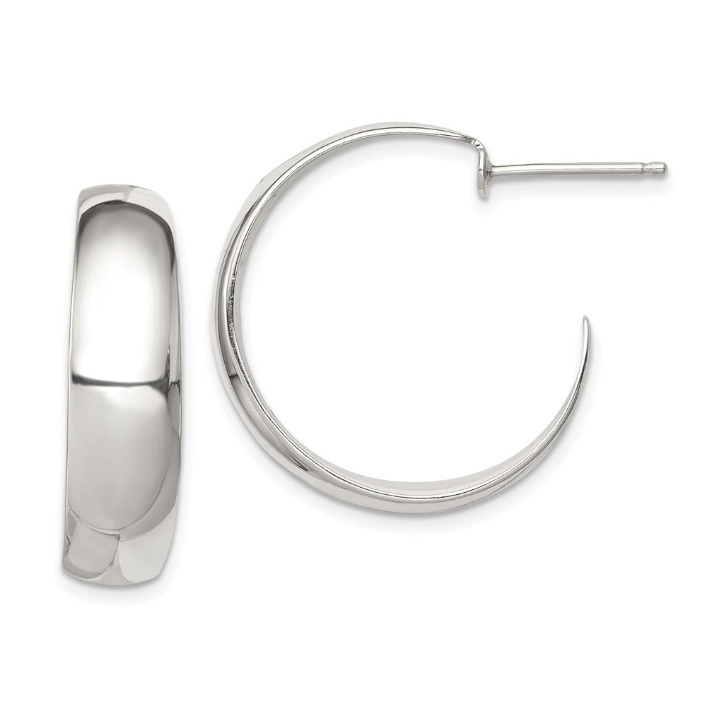 Sterling Silver Rhodium-plated Fancy J-Hoop Earrings