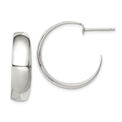 Sterling Silver Rhodium-plated Fancy J-Hoop Earrings