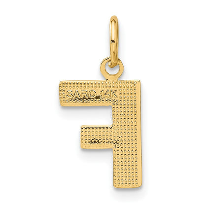 14k Yellow Gold Satin Diamond-cut Letter F Initial Charm Pendant for Women