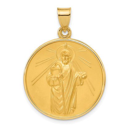 14k Yellow Gold Polished and Satin Solid St Jude Thaddeus Medal