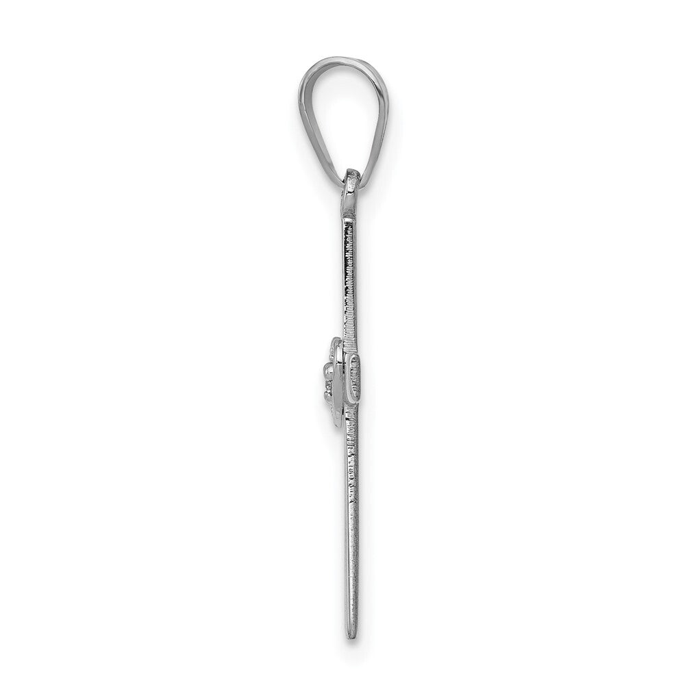 14k White Gold .01ct Diamond Heart Cross Pendant for Women