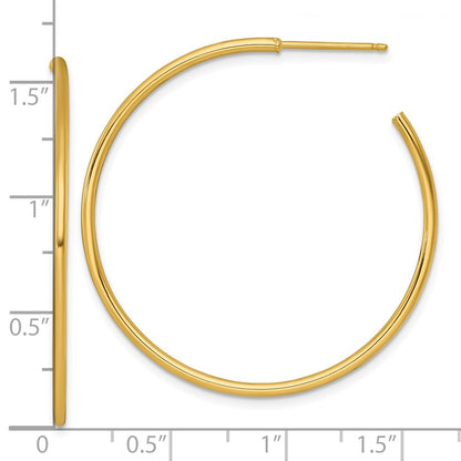 14k Yellow Gold Polished 1.5 x 40mm Solid C-Hoop Earrings